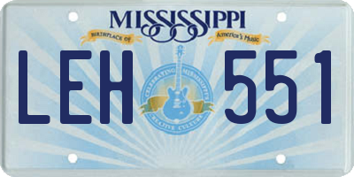 MS license plate LEH551