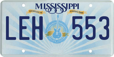 MS license plate LEH553