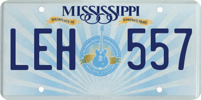 MS license plate LEH557