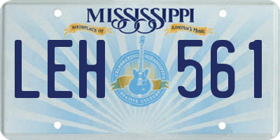 MS license plate LEH561