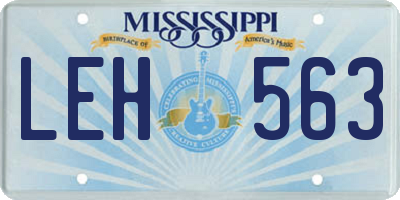 MS license plate LEH563
