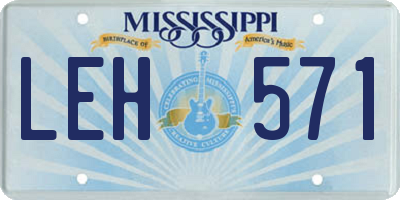 MS license plate LEH571