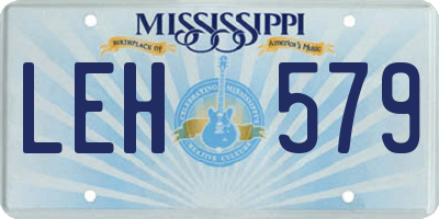 MS license plate LEH579