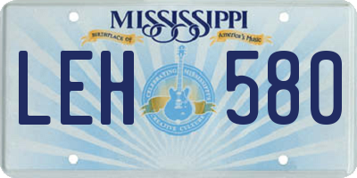 MS license plate LEH580