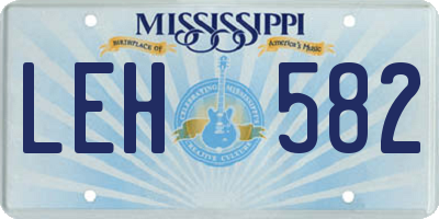 MS license plate LEH582