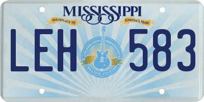 MS license plate LEH583