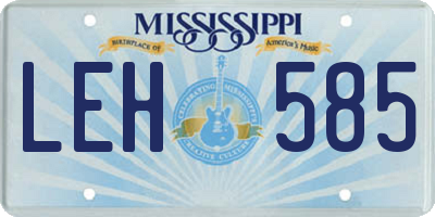 MS license plate LEH585