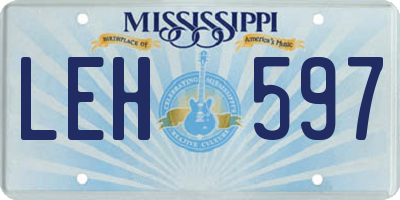 MS license plate LEH597