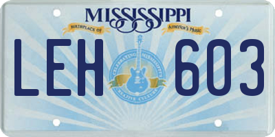 MS license plate LEH603