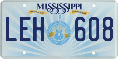 MS license plate LEH608