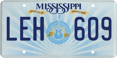 MS license plate LEH609