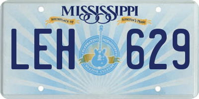MS license plate LEH629