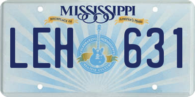 MS license plate LEH631