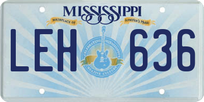 MS license plate LEH636
