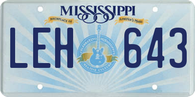MS license plate LEH643