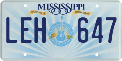 MS license plate LEH647