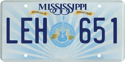 MS license plate LEH651