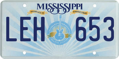 MS license plate LEH653