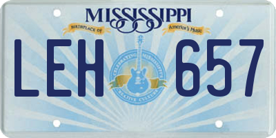 MS license plate LEH657