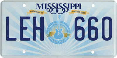 MS license plate LEH660