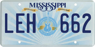 MS license plate LEH662