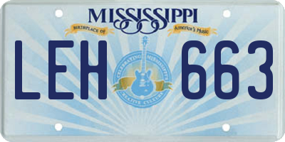 MS license plate LEH663