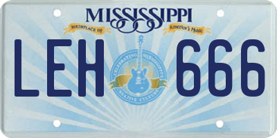 MS license plate LEH666