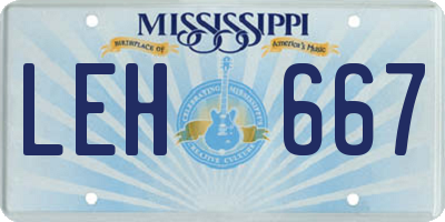 MS license plate LEH667
