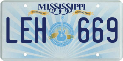MS license plate LEH669
