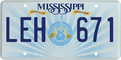 MS license plate LEH671