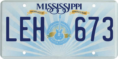 MS license plate LEH673