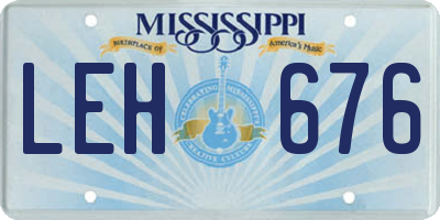 MS license plate LEH676