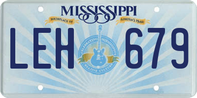 MS license plate LEH679