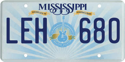 MS license plate LEH680