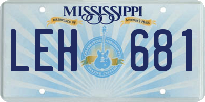 MS license plate LEH681