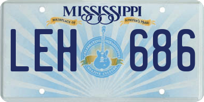 MS license plate LEH686