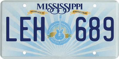 MS license plate LEH689