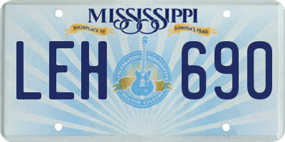 MS license plate LEH690