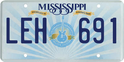 MS license plate LEH691