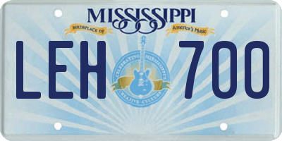 MS license plate LEH700
