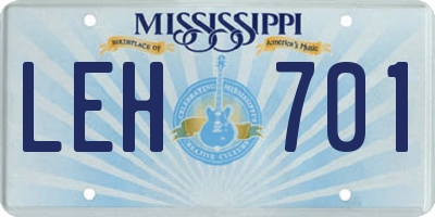 MS license plate LEH701