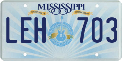 MS license plate LEH703