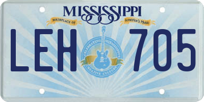 MS license plate LEH705