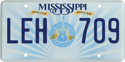 MS license plate LEH709