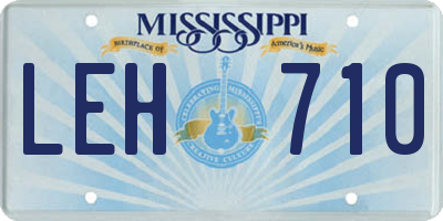MS license plate LEH710