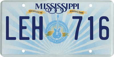 MS license plate LEH716