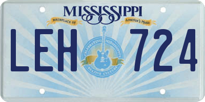 MS license plate LEH724