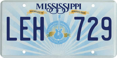 MS license plate LEH729