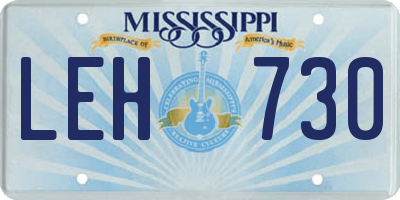 MS license plate LEH730