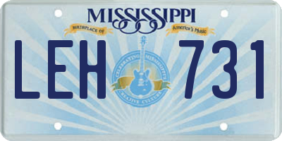 MS license plate LEH731
